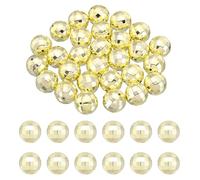 sourcing map 50pcs Mini Disco Beads, 8mm Disco Ball Bright Reflective Mirror Ball Charm for Jewelry Making Bracelet Necklace Earrings Pendants Keychain, Gold