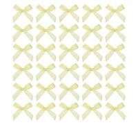 sourcing map 50Pcs Mini Ribbon Bow 1.8 inch Mini Fabric Satin Ribbon Flower Bows for Craft DIY Sewing Wedding Birthday Party Light Yellow