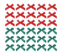 sourcing map 50Pcs Mini Ribbon Bow 1.8 inch Mini Fabric Satin Ribbon Flower Bows for Craft DIY Sewing Wedding Birthday Party Deep Dark Green, Red