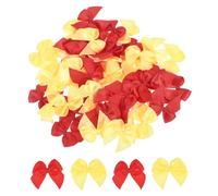 sourcing map 50Pcs Mini Ribbon Bow 1" Mini Fabric Satin Ribbon Flower Bows for Craft DIY Sewing Wedding Birthday Party Red & Yellow
