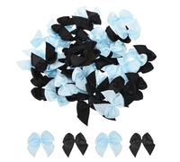 sourcing map 50Pcs Mini Ribbon Bow 1" Mini Fabric Satin Ribbon Flower Bows for Craft DIY Sewing Wedding Birthday Party Black & Blue