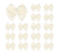 sourcing map 50Pcs Mini Satin Ribbon Bows with Pearl,1.6inch Mini Ribbon Flowers Appliques for DIY Christmas Wedding Decor Party Hair Sewing Candy Bags Scrapbooking Gift, Beige