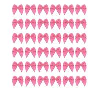 Sourcing Map 50pcs Mini Silver Edge Ribbon Bows - 1" Fabric Satin Ribbons for Craft DIY Hair Sewing Wedding Birthday Party Dark Pink