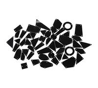 sourcing map 50pcs Mix Shapes Sew on Mirror Piece Flat Back DIY Acrylic Mirrored Rhinestones Mirror Beads for Evening Dresses Cloth Garment Black
