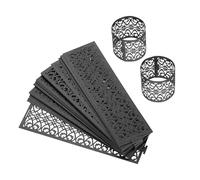 sourcing map 50Pcs Napkin Rings Laser Cut Foil Paper, Napkin Holder Hollow Napkin Bands for Weddings Party Serviette Table Decoration Restaurant (Black, 5.3 x 1.6")