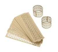 sourcing map 50Pcs Napkin Rings Laser Cut Foil Paper, Napkin Holder Hollow Napkin Bands for Weddings Party Serviette Table Decoration Restaurant (Brown, 5.3 x 1.6")