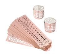 sourcing map 50Pcs Napkin Rings Laser Cut Foil Paper, Napkin Holder Hollow Napkin Bands for Weddings Party Serviette Table Decoration Restaurant (Reflective Rose Gold, 6.7 x 2")