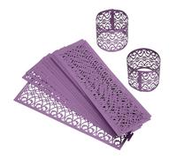 sourcing map 50Pcs Napkin Rings Laser Cut Foil Paper, Napkin Holder Hollow Napkin Bands for Weddings Party Serviette Table Decoration Restaurant (Dark Purple, 6.7 x 2")