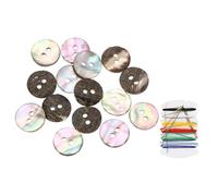 sourcing map 50Pcs Natural Shell Button, 2 Hole 12.5mm Mother of Pearl Buttons with Sewing Thread Kit for Shirt Coats Suits Jacket Jeans Skirts DIY Sewing Crafts, Colorful