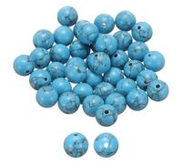 sourcing map 50pcs Natural Stone Beads 10mm Blue Turquoise Round Gemstone Stone Loose Beading Real Genuine Smooth Balls Bead for Jewelry Making Bracelets Necklace Earrings DIY