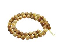 sourcing map 50pcs Natural Stone Beads 8mm Gold Tiger Eye Round Gemstone Stone Loose Beading Real Genuine Smooth Balls Bead for Jewelry Making Bracelets Necklace Earrings DIY