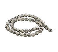 sourcing map 50pcs Natural Stone Beads 8mm Spot Stone Round Gemstone Stone Loose Beading Real Genuine Smooth Balls Bead for Jewelry Making Bracelets Necklace Earrings DIY