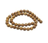 sourcing map 50pcs Natural Stone Beads 8mm Wooden Grain Yellow Gemstone Round Gemstone Stone Loose Beading Real Genuine Smooth Balls Bead for Jewelry Making Bracelets Necklace Earrings DIY