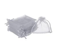 sourcing map 50pcs Organza Bags 10x12cm Drawstring Favor Pouches Sheer Mesh Bag for Gift Jewelry Wedding Party Christmas Candy Grey