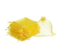 sourcing map 50pcs Organza Bags 10x12cm Drawstring Favor Pouches Sheer Mesh Bag for Gift Jewelry Wedding Party Christmas Candy Yellow