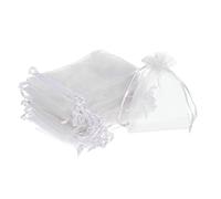 sourcing map 50pcs Organza Bags 8x11cm Drawstring Favor Pouches Sheer Mesh Bag for Gift Jewelry Wedding Party Christmas Candy White