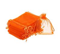 sourcing map 50pcs Organza Bags 8x11cm Drawstring Favor Pouches Sheer Mesh Bag for Gift Jewelry Wedding Party Christmas Candy Orange