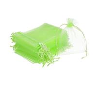 sourcing map 50pcs Organza Bags 8x11cm Drawstring Favor Pouches Sheer Mesh Bag for Gift Jewelry Wedding Party Christmas Candy Light Green