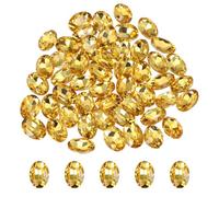 sourcing map 50Pcs Oval Pointed Back Rhinestone, 10 x 14 mm Oval Faceted Glass Rhinestone Gems Pointed Back Faceted Glass Beads for Jewelry Making DIY Crafts Shoes Crystal, Golden Yellow