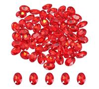 sourcing map 50Pcs Oval Pointed Back Rhinestone, 10 x 14 mm Oval Faceted Glass Rhinestone Gems Pointed Back Faceted Glass Beads for Jewelry Making DIY Crafts Shoes Crystal, Red