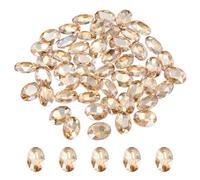 sourcing map 50Pcs Oval Pointed Back Rhinestone, 10 x 14 mm Oval Faceted Glass Rhinestone Gems Pointed Back Faceted Glass Beads for Jewelry Making DIY Crafts Shoes Crystal, Champagne