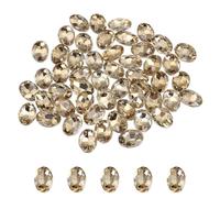 sourcing map 50Pcs Oval Pointed Back Rhinestone, 10 x 14 mm Oval Faceted Glass Rhinestone Gems Pointed Back Faceted Glass Beads for Jewelry Making DIY Crafts Shoes Crystal, Light Brown