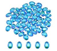 sourcing map 50Pcs Oval Pointed Back Rhinestone, 10 x 14 mm Oval Faceted Glass Rhinestone Gems Pointed Back Faceted Glass Beads for Jewelry Making DIY Crafts Shoes Crystal, Shiny Lake Blue