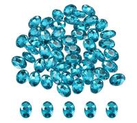 sourcing map 50Pcs Oval Pointed Back Rhinestone, 10 x 14 mm Oval Faceted Glass Rhinestone Gems Pointed Back Faceted Glass Beads for Jewelry Making DIY Crafts Shoes Crystal, Lake Blue
