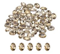 sourcing map 50Pcs Oval Pointed Back Rhinestone, 13 x 18 mm Oval Faceted Glass Rhinestone Gems Pointed Back Faceted Glass Beads for Jewelry Making DIY Crafts Shoes Crystal, Light Brown