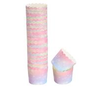 sourcing map 50Pcs Paper Baking Cups 6oz Greaseproof Disposable Bulk Cupcake Muffins Liners Cases Wrappers for Wedding Birthday Graduation, Gradient Pink Blue