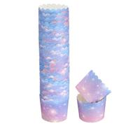 sourcing map 50Pcs Paper Baking Cups 6oz Greaseproof Disposable Bulk Cupcake Muffins Liners Cases Wrappers for Wedding Birthday Graduation, Gradient Pink Purple
