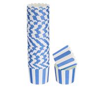 sourcing map 50Pcs Paper Baking Cups 6oz Greaseproof Disposable Bulk Cupcake Muffins Liners Cases Wrappers for Wedding Birthday Graduation, Stripe Blue