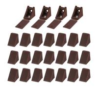 sourcing map 50pcs Plastic Corner Braces 17 x 20 x 20mm L-Shape 90 Degree Right Angle Brackets Corner Braces with Cover & Screws for Furniture Support Chairs Wood Shelf Cabinets Box, Dark Brown