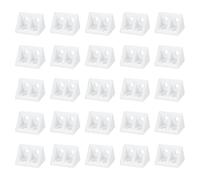 sourcing map 50pcs Plastic Corner Braces 34 x 20 x 20mm L-Shape 90 Degree Right Angle Brackets Corner Braces with Screws for Furniture Support Chairs Wood Shelf Cabinets Box, Milky White