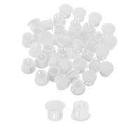sourcing map 50Pcs Plastic Hole Plugs, 10mm(3/8") Flush Type Panel Plugs, Round Snap Knockout Locking Plugs for Furniture Insert End Caps Panels, White