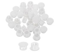 sourcing map 50Pcs Plastic Hole Plugs, 13mm(1/2") Flush Type Panel Plugs, Round Snap Knockout Locking Plugs for Furniture Insert End Caps Panels, White