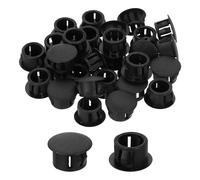 sourcing map 50Pcs Plastic Hole Plugs, 13mm(1/2") Flush Type Panel Plugs, Round Snap Knockout Locking Plugs for Furniture Insert End Caps Panels, Black