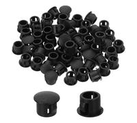 sourcing map 50Pcs Plastic Hole Plugs, 8mm(5/16") Flush Type Panel Plugs, Round Snap Knockout Locking Plugs for Furniture Insert End Caps Panels, Black