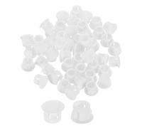 sourcing map 50Pcs Plastic Hole Plugs, 8mm(5/16") Flush Type Panel Plugs, Round Snap Knockout Locking Plugs for Furniture Insert End Caps Panels, White