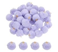 sourcing map 50Pcs Pom Pom Charm, 20mm Faux Fur Fluffy Fuzzy Keychain Pendants Balls, Soft Puff PomPom Charm Ball for DIY Crafts Earrings Keychain Jewelry Making, Light Purple