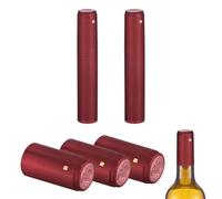 sourcing map 50Pcs PVC Heat Shrink Capsules, 1.2x2.4 Wine Bottle Capsules Shrink Wrap Sleeves Bottle Corks Caps with Tear Tab for Wine Making Cellars and Home Kitchen, Red Grape/Red