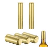 sourcing map 50Pcs PVC Heat Shrink Capsules, 1.2x2.4 Wine Bottle Capsules Shrink Wrap Sleeves Bottle Corks Caps with Tear Tab for Wine Making Cellars and Home Kitchen, Gold Grape/Gold