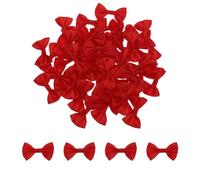sourcing map 50pcs Red Bow Ties 1.5" x 1" Mini Bowknot for Crafting Little Satin Bows Bulk for DIY Sewing Scrapbooking Wedding Gift Present Home Decoration