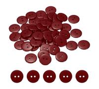 sourcing map 50pcs Resin Sewing Button, 20mm (3/4-inch) 2 Holes Round Craft Decorative Buttons for Coat Clothes Holiday Decoration, Dark Red