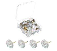 sourcing map 50Pcs Rhinestone Push Pins, 12mmx13mm Shiny Diamond Decorative Thumb Tacks Upholstery Tacks for Cork Board Bulletin Board Wall Hangings, Clear/Gold