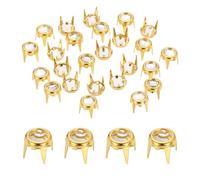 sourcing map 50pcs Rhinestone Stud Refills 0.24"(6mm) Flat Bottom Rhinestone Claw Beads Nailhead, Rivets Metal Spikes Rivet Decorative for DIY Making Clothing Shoes Belt, Gold White