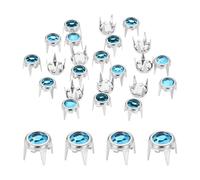 sourcing map 50pcs Rhinestone Stud Refills 0.24"(6mm) Flat Bottom Rhinestone Claw Beads Nailhead, Rivets Metal Spikes Rivet Decorative for DIY Making Clothing Shoes Belt, Silver Blue