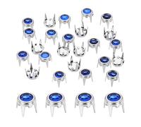 sourcing map 50pcs Rhinestone Stud Refills 0.24"(6mm) Flat Bottom Rhinestone Claw Beads Nailhead, Rivets Metal Spikes Rivet Decorative for DIY Making Clothing Shoes Belt, Silver Dark Blue