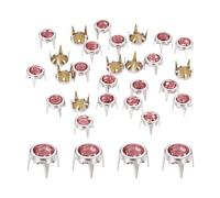 sourcing map 50pcs Rhinestone Stud Refills 0.28"(7mm) Pointed Bottom Rhinestone Claw Beads Nailhead, Rivets Metal Spikes Rivet Decorative for DIY Making Clothing Shoes Belt, Silver Pink