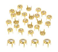 sourcing map 50pcs Rhinestone Stud Refills 0.28"(7mm) Pointed Bottom Rhinestone Claw Beads Nailhead, Rivets Metal Spikes Rivet Decorative for DIY Making Clothing Shoes Belt, Gold White